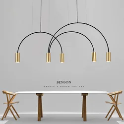 Nordic Brief Dinning Room Chandelier LED Gold/Black Metal Home Bar Restaurant Hanging Light Fixtures Minimalist 110-240V