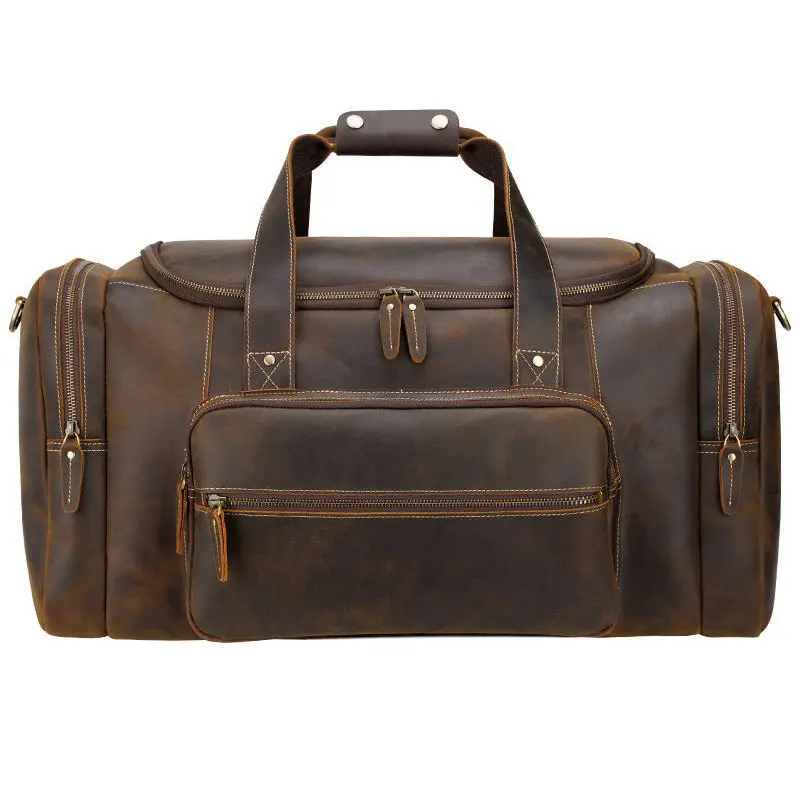 Imagem -05 - Maheu Grande Bolsa de Viagem Couro Genuíno Estilo Vintage Bagagem Bolsas Homens Masculino Duffle Bolsas de Viagem Bolsa Weekender Bolsas para Homem