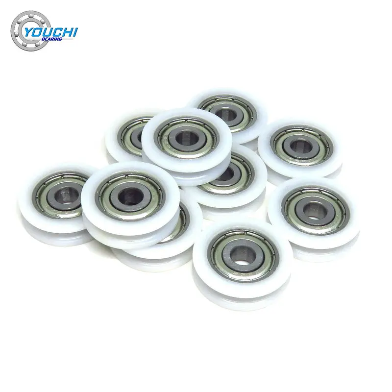 10pcs 5x21x6 mm White U Groove Plastic Coated Rollers With 625Z Bearing BSU62521-6 POM Wire Wheel