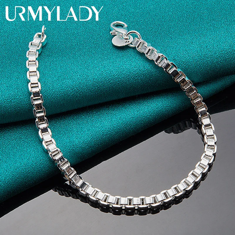 

URMYLADY 925 Sterling Silver 3mm Chain Bracelet For Women Men Wedding Party Fashion Jewelry