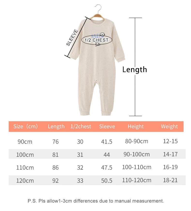 Baby Boy Girl Cotton Rompers Children Jumpsuits Toddler One pieces Pajamas Autumn Spring Sleepwear Long Sleeve Home Wear 24m-5t