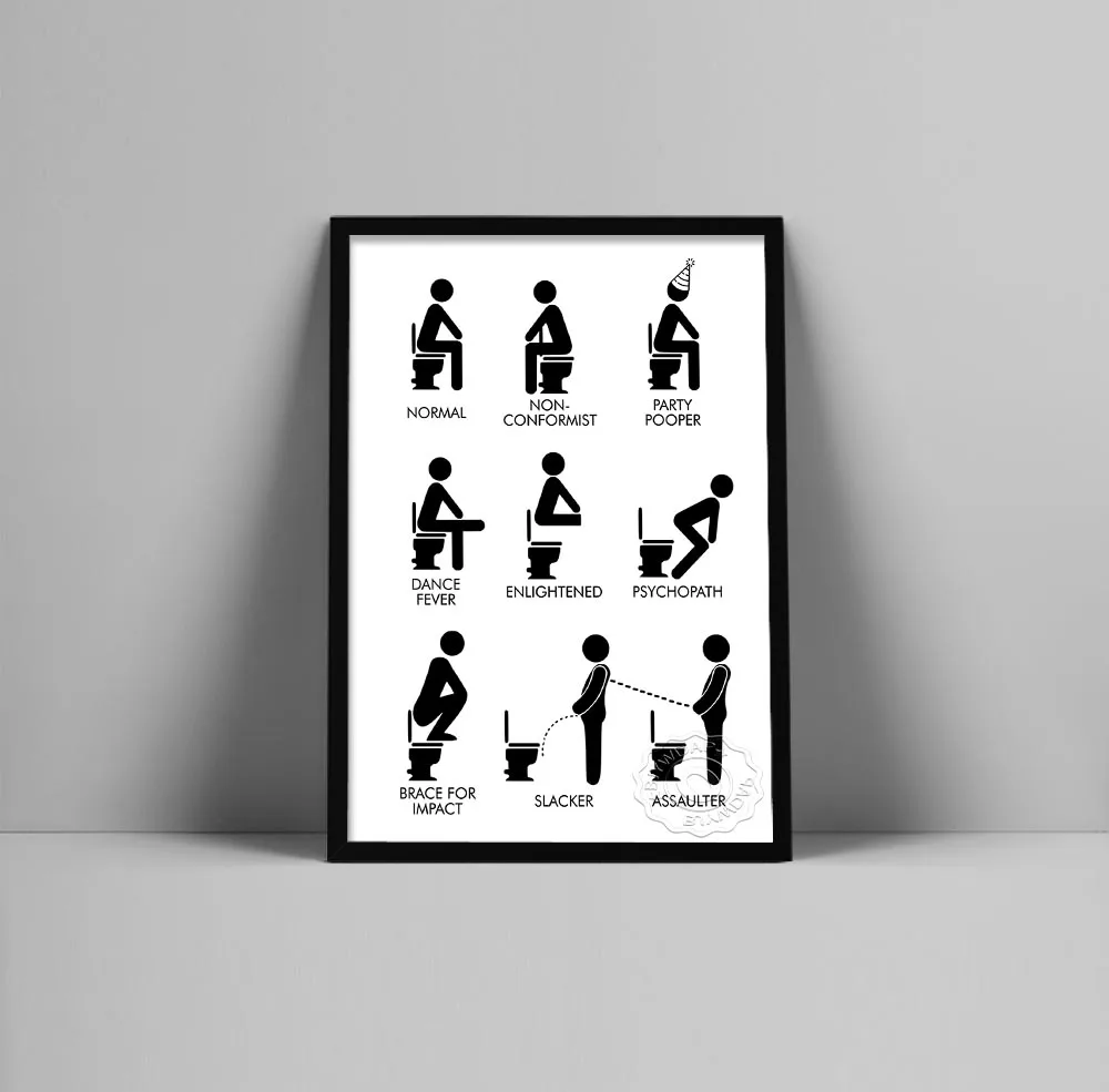 Wall Art Canvas Painting Funny Restroom Rules Sign Nordic Black White Poster Prints Toilet Humour Pictures Bathroom Home Decor