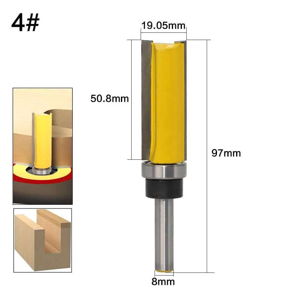 1-4 Máy Tính 8MM Vỏ 2 Sáo Thẳng Router Bit Dụng Cụ Làm Rau Cau Cho Gỗ Carbide Dao Phay Phát Quang cạnh Cắt Tỉa Dao