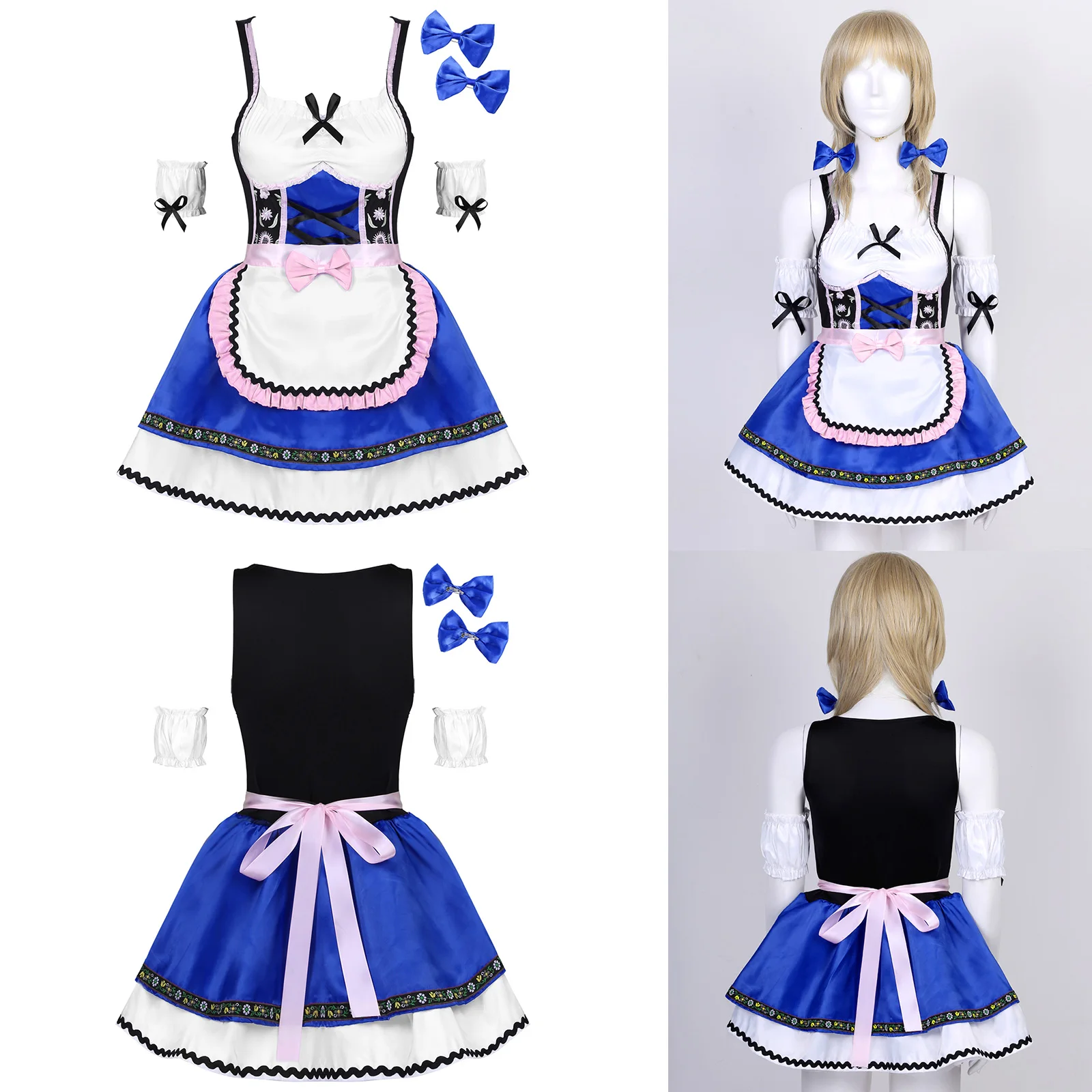 Anime Cute Lolita Maid Cosplay Costume Animation Show Outfit Maid Costumes Girls Women Lovely Maid Dress Clothing Theme Roleplay