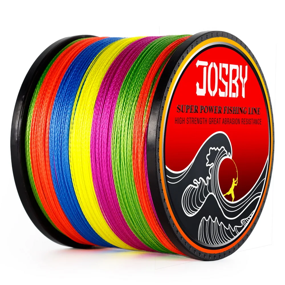 JOSBY 4 Strands 1000M PE Braided Fishing Line Saltwater Weave Carp Fish Cord Pesca Wire Super Strong Orange  Multicolor Color