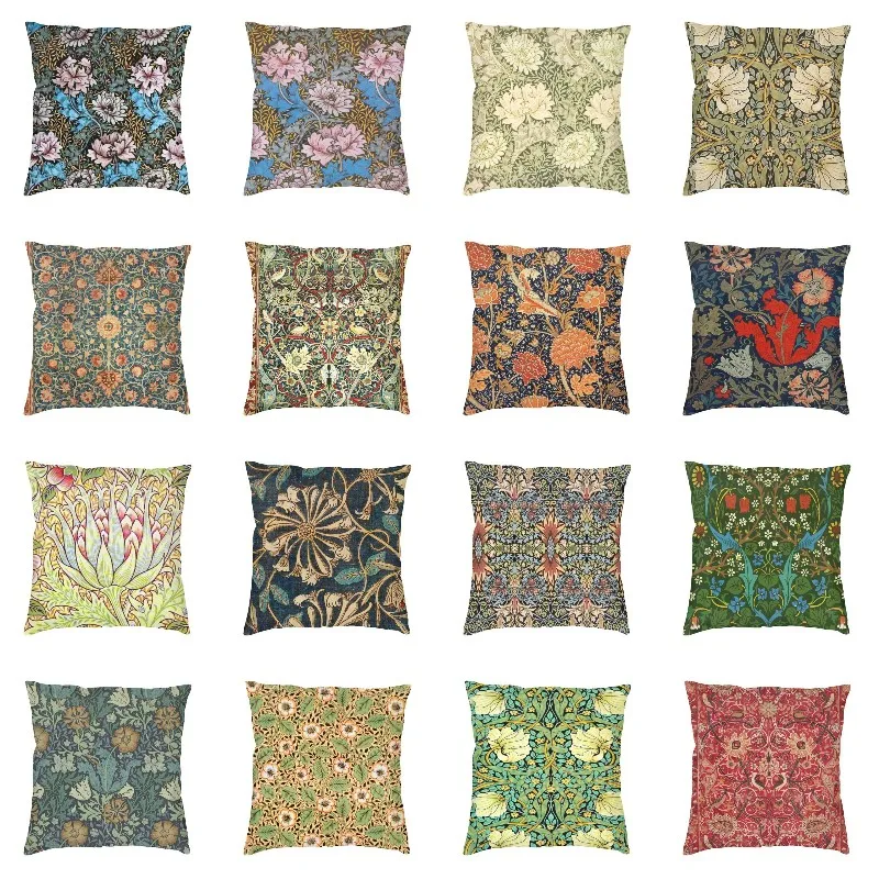 Vintage William Morris Chrysanthemums Cushion Cover 35x35 cm Bohochic Floral Throw Pillow Case for Car Sofa Luxury Pillowcover