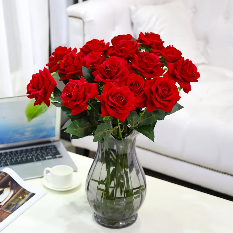 68cm Artificial Silk Roses Flannel Floral Fake Flowers Branch Vase Arrangement Table Daisy Wedding Flower Decor Home accessories