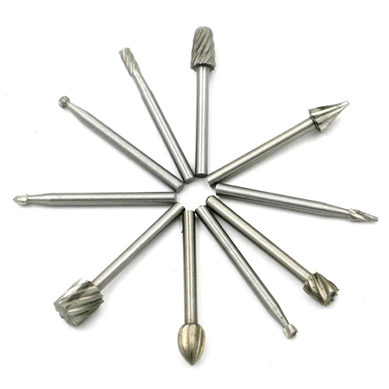 Cortador de archivos rotativos de madera HSS, herramienta de corte para tallado de madera, accesorios, 10 unids/set