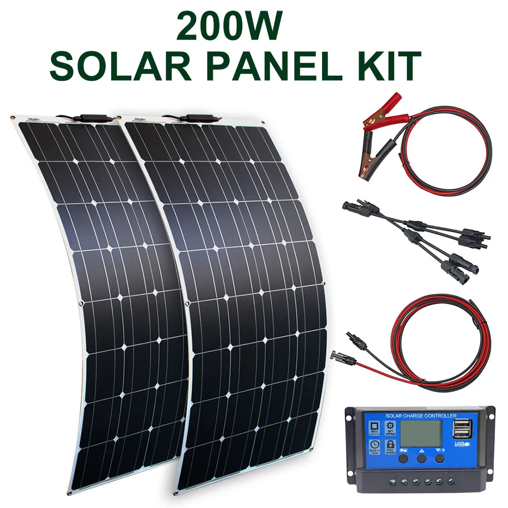 DGSUNLIGHT 100W 200W 12V Draagbaar Zonnepaneel Flexibel 18V 800W Paneelcellen Monokristallijn Silicium