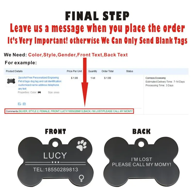 Personalized Pet ID Tag for Dog, Cat Nameplate, Address Number, Aluminum Collar Accessories, Free Engraving, 38mm