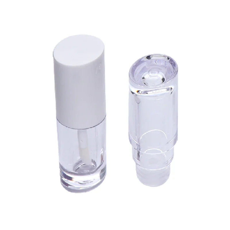 New Arrival Empty Flat Round Clear Lip Gloss Tube 4.5ml White Black Lid High Grade Cosmetic Lip Glaze Packing Bottle 30 pieces