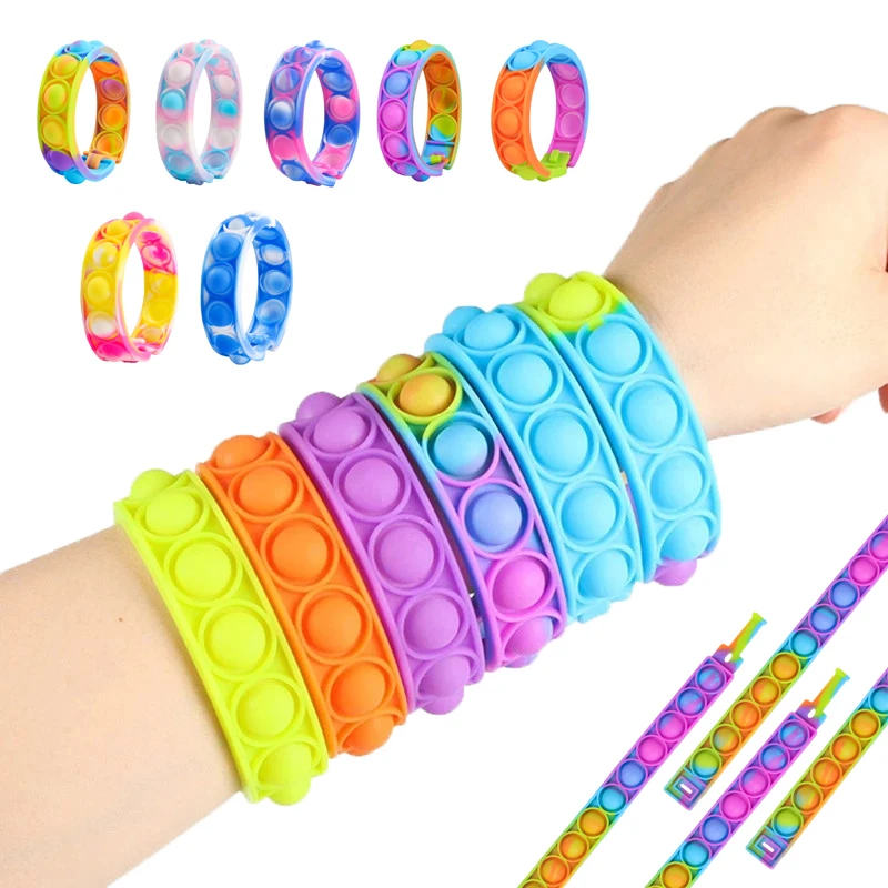 

Fidget Toys Push Its Popite Bubble Dimple Bracelet Decompression Toys for Children Adults Anti Stress Reliever Pops Sensory Toy