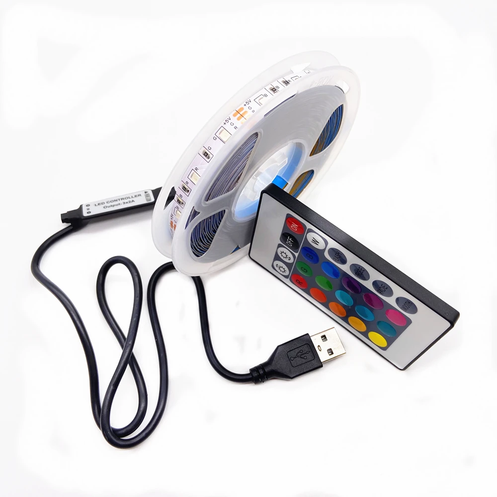 USB Backlight 5050 5V RGBW LED Strip DIY Colorful White Black 2835 RGB LED Tape Bedroom Decoration TV Desktop 1m 2m 3m 4m 5m