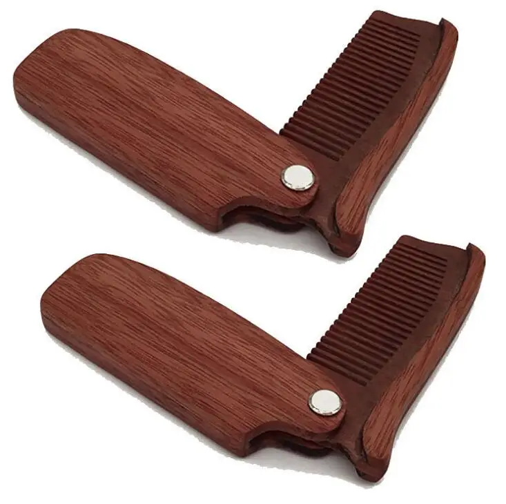 Professional Beard Comb Sandalwood Folding Beard Grooming Tools Comb Men Women Wooden Hair Brushes LX1117