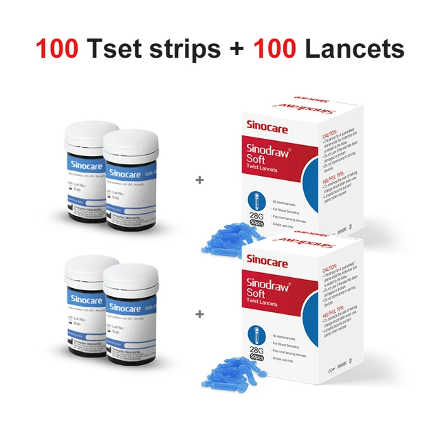 (50/100/200/400 stuks) Sinocare Safe Accu bloedglucoseteststrips (met gratis lancetten)