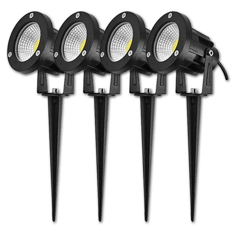 

4pcs New Style COB Garden Lawn Lamp Light 220V 110V 12V Outdoor LED Spike Light 5W 10W Path Landscape Waterproof Spot Bulbs