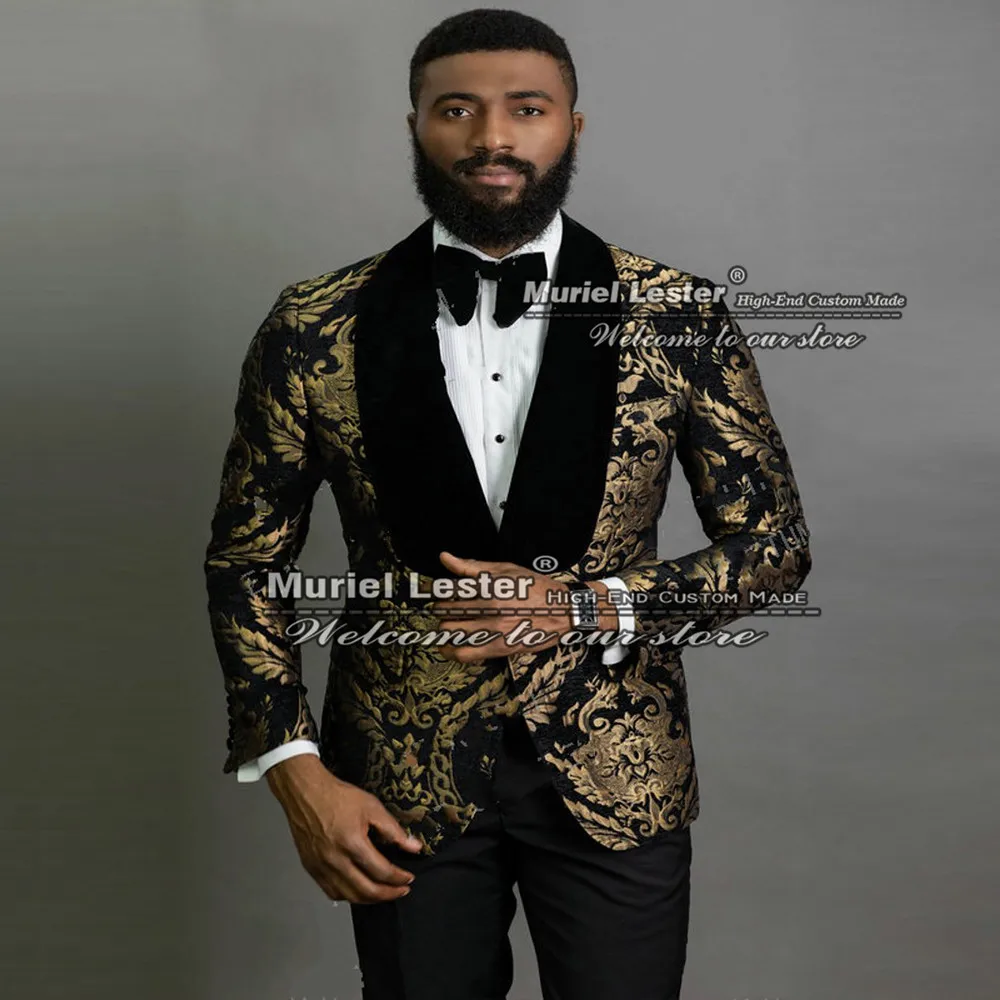 Customized Men's Suirs South Africa Black Lapel Coat Pants Latest Design 2 Pieces Groom Wear Wedding Tuxedo Evening Party Dress