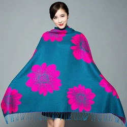 Oversized Autumn Winter New Women's Ethical Style Cashmere Thick Shawls Female Pashmina Printing Travel Square Scarf Warps