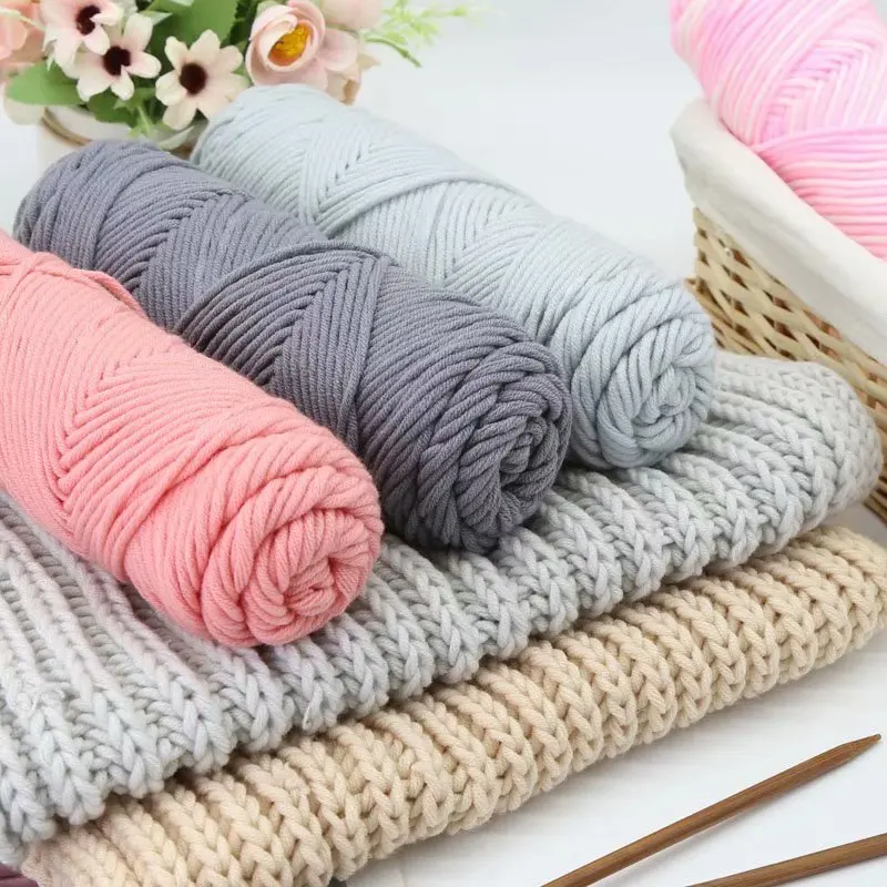 5pcs=500g Hot Sale Thick Cotton Yarn Soft Eco-Friendly Milk Cotton For Hand Knitting Wool Scarf Sweater 8ply