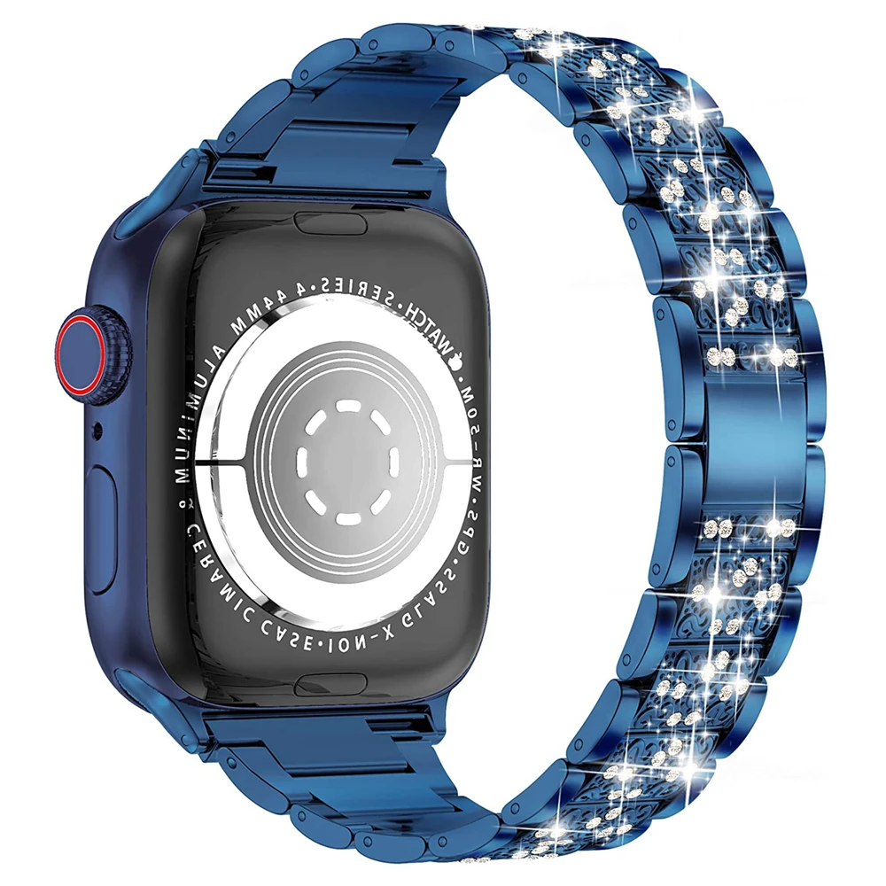 

Women Bracelet for apple watch 6 se band 40mm 44mm Bling Diamond Stainless Steel Wristband for iwatch 38mm 42mm 5 4 3 strap