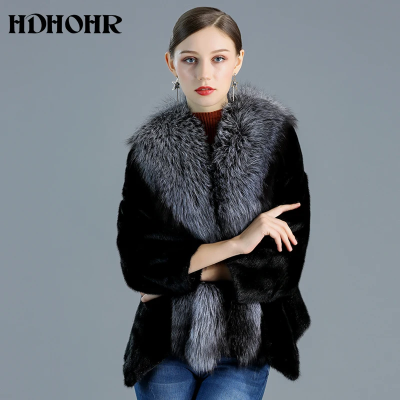 HDHOHR 2024 nuovi cappotti di vera pelliccia donna cappotto di pelliccia di visone naturale pendolarismo-tempo libero spesso caldo inverno corto giacche di pelliccia di visone per donna