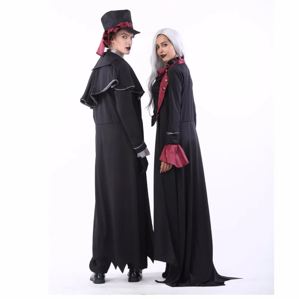 Nowe kostiumy dla dorosłych wampirów kobiety męskie impreza z okazji Halloween Vampiro para film Cosplay fantazyjne sukienki strój