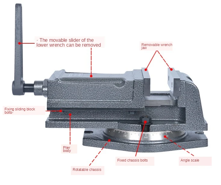 QH Heavy-Dutyเครื่องมิลลิ่งแบนคีมจมูกเจาะเครื่องPrecisionมุมSolid Bench Vise 3นิ้ว
