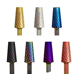 RolinStar 5.2 Small Trapezium Tapered Barrel Gold Silver Dark Purple Blue Rainbow Rose gold 5 color nail drill bits cutter