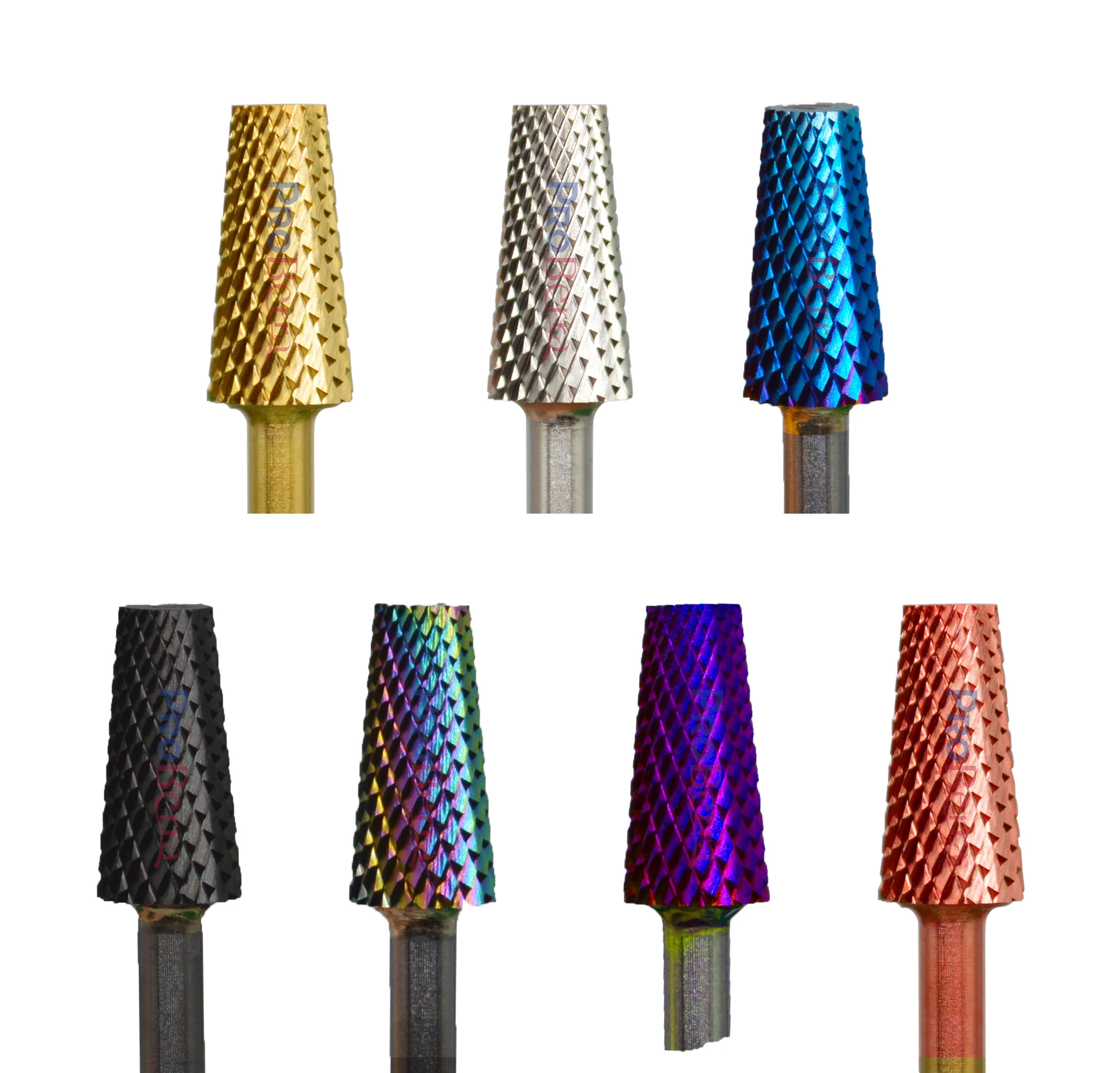 NAILTOOLS 5.2 mała trapezowa stożkowa beczka złoty srebrny ciemny fiolet niebieska tęcza różowe złoto 5 kolorów wiertła do paznokci frez