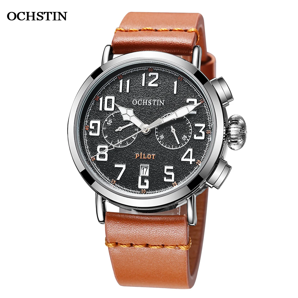 2023 New Men Watch Clock Luxury Top Brand OCHSTIN Pilot Classical Quartz Watches Male Waterproof Chronograph Luminous Wristwatch