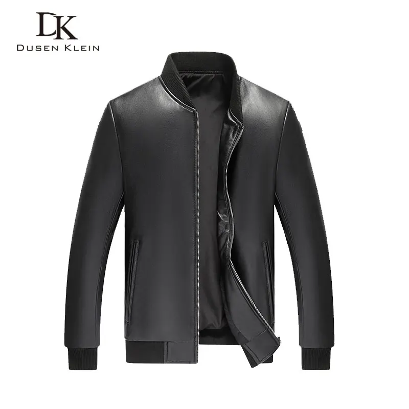 Men Genuine Leather Jacket Real Sheepskin Jackets Casual Short Black Stand Collar Pockets  New Jacket for Man F1835