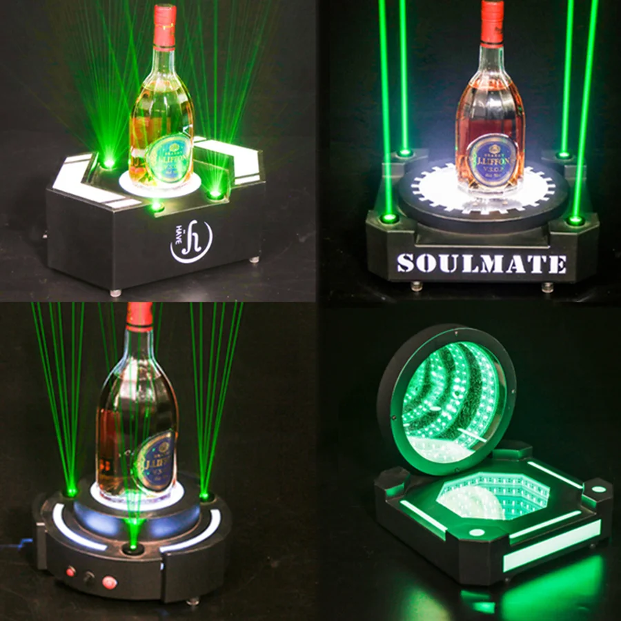 Imagem -02 - Recarregável Garrafa de Vinho Display Rack Brilho Bar Garrafa de Vinho Apresentador Piscando Vinho Champagne Glorifier Verde Vermelho Laser Light Vip