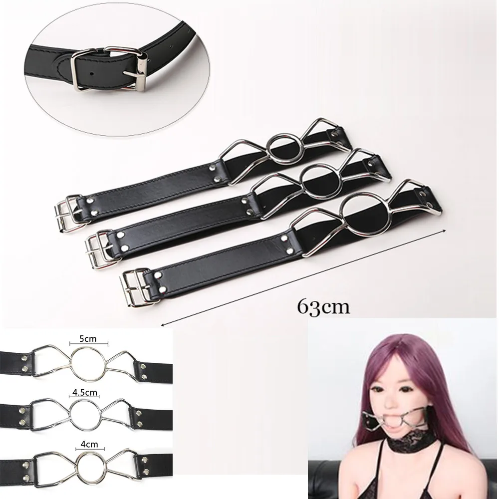 Leather Flirting Open Mouth Sexual Ring Gag BDSM Bondage Gear Roleplay Erotic Products Sex Toys for Women Couples Adults Games