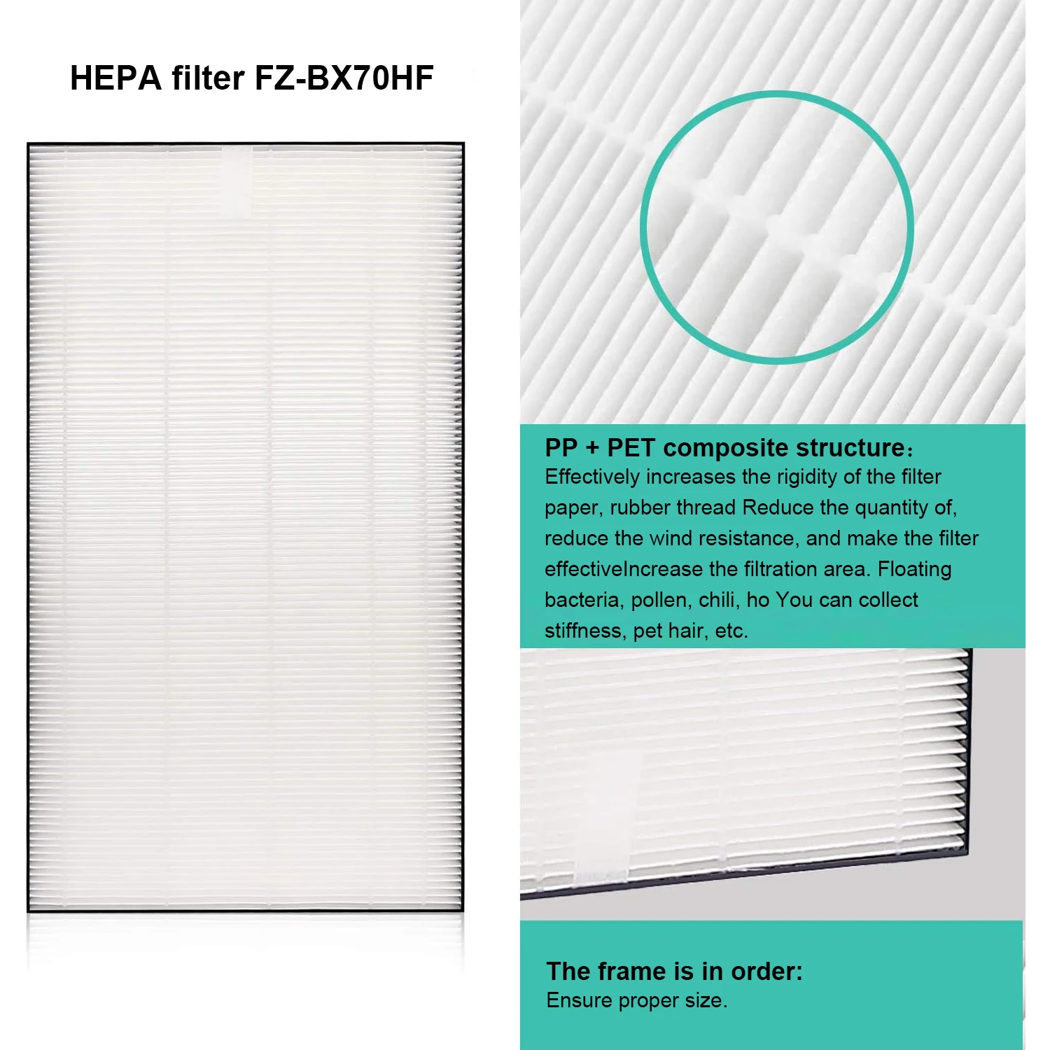 Reemplazo de filtro de carbón HEPA, y FZ-B70DF FZ-BX70HF, Compatible con purificador de aire afilado, KC-700Y5-B/W, KC-70E9-B/W