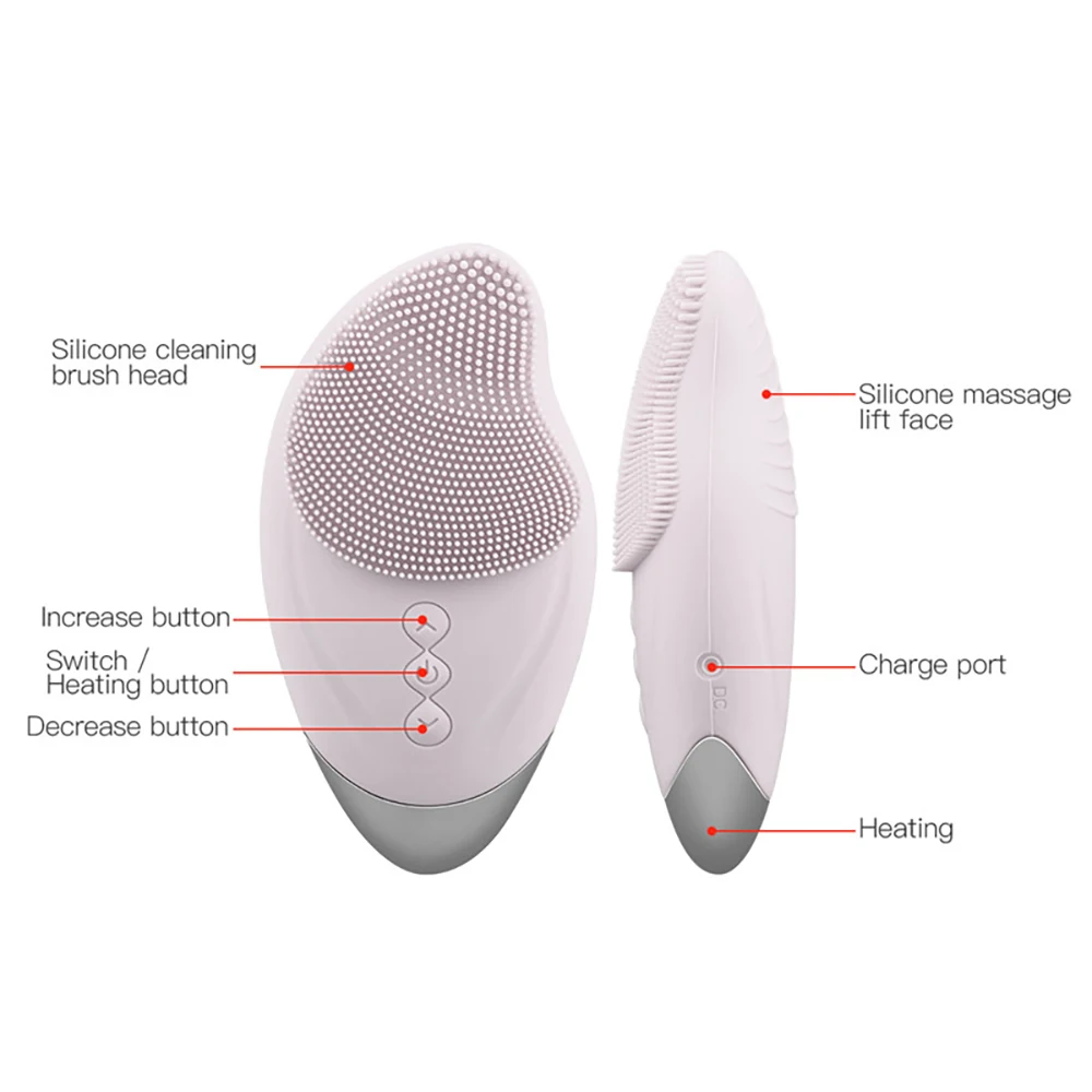 Electric Face Cleansing Brush Warm Eyes Massage Eye wrinkles Soft Silicone Face Cleanser Brush Sonic Vibration Pore Cleanser