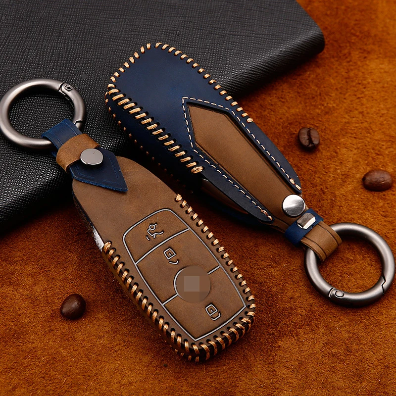 

Genuine Leather Car Key Shell Cover Holder Protection Key Covers For Mercedes Benz W205 W213 W117 GLE GLC GLS Car Accessories