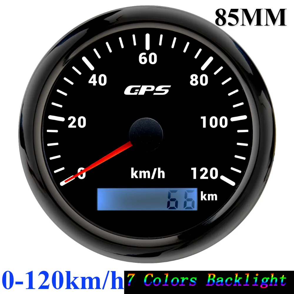 85mm GPS Speedometer Odometer Gauge 0-120MPH 160MPH 120KMH 200kmh with 7Colors Backlight For Car Boat Motorcycle Truck 12V/24V image 3
