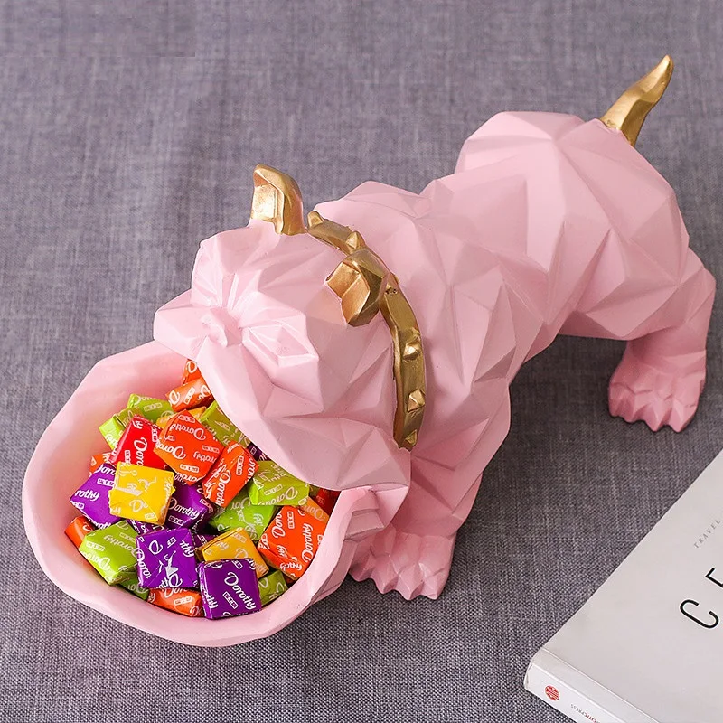 Nordic Lucky Dog Geometric Animal sculpture Ornament Decorations Coffee table candy dish Door shoe key storage items ornaments