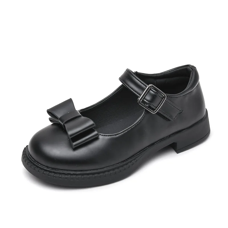 Crianças escola preto vestido sapatos de couro do estudante para a primavera verão meninas princesa sapatos preto bege branco chaussure fille