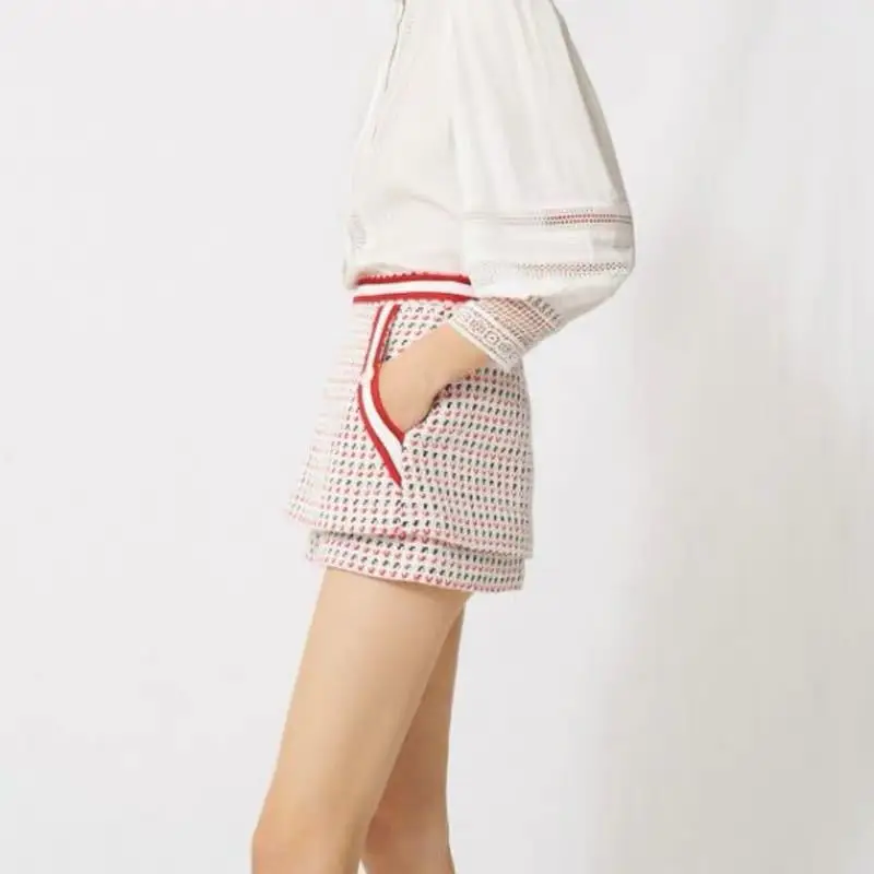 new ladies' striped fashion edge tweed jacquard shorts Short skirt for summer ladies Short Trousers