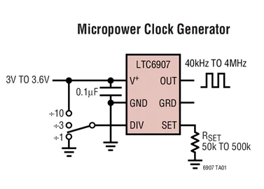 LTC6907 LTC6907CS6 LTC6907IS6 LTC6907HS6 - Micropower, 40kHz to 4MHz Resistor Set Oscillator in SOT-23