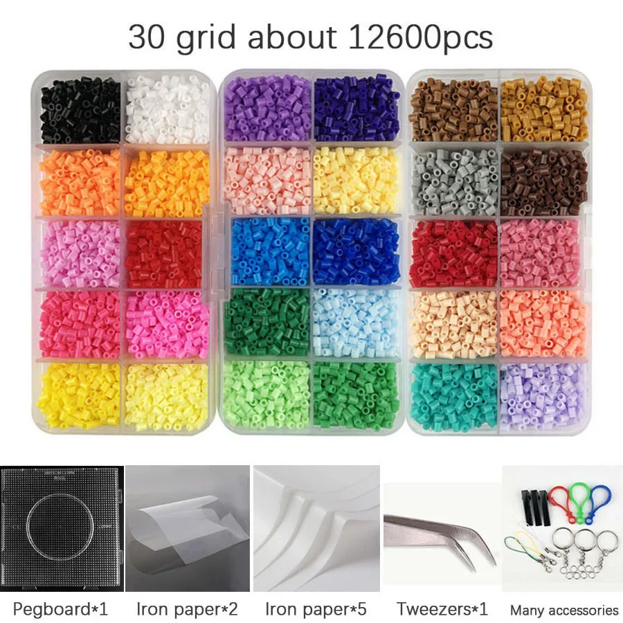 

2.6mm Mini Perler kit Hama beads Whole Set with Pegboard and Iron 3D Puzzle DIY Toy Kids Creative Handmade Craft Toy Gift