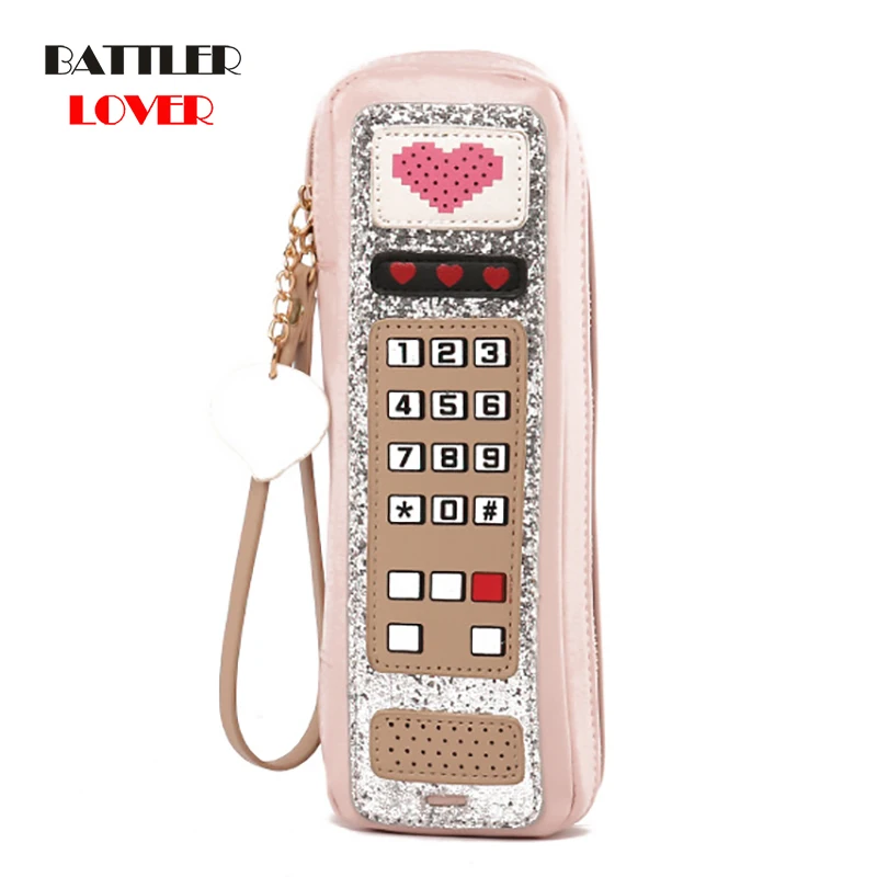 New Personality Retro Phone Design Fashion Cartoon Handbag for Women Casual Mini Clutch Female Party Purse