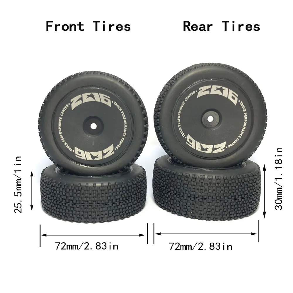 Upgrade Original 72mm Wltoys XK 144001 144010 124019 124017 124016 Front Rear Tires 12mm HEX for 1/12 1/14 1/16 RC Off-Road Car