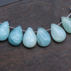 5 pieces Amazonite Stone Beads Water Drop Natural Stone Beads DIY Cross Perforated Necklace Earrings Bracelet Accessories Gift
