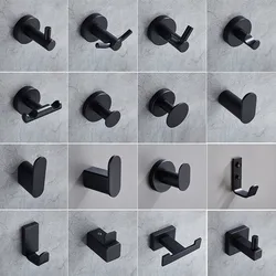 Black Wall Hook Stainless Steel Bathroom Hook Hanger Robe Towel Clothes Hooks Bathroom Hardware