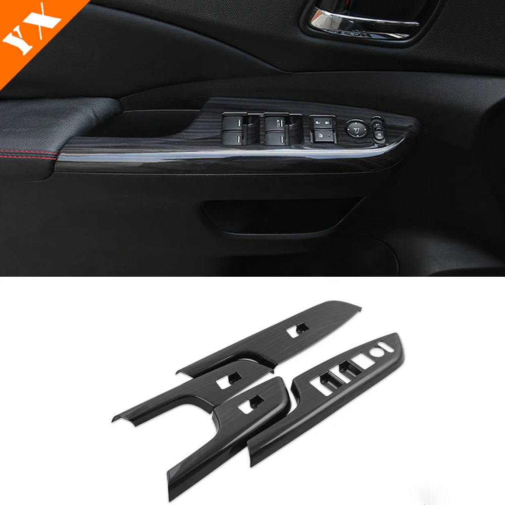 for Honda CRV CR-V 2012-2016 Car armrest Window glass lift Sticker Cover ABS/stainless Wood grain/Carbon/Chrome/silver/Black