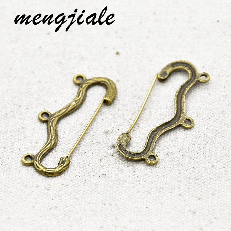 15pcs Two color alloy metal Bow shape charms Connector pin Pendants for Jewelry accessories making 45*17mm