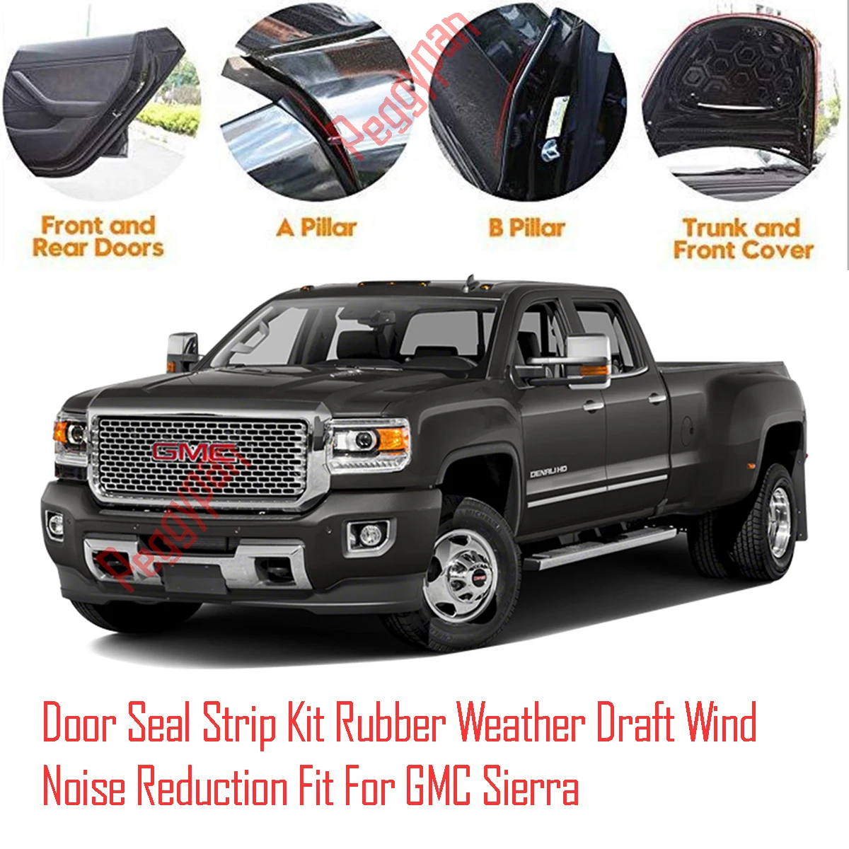 

Door Seal Strip Kit Self Adhesive Window Engine Cover Soundproof Rubber Weather Draft Wind Noise Reduction Fit For GMC Sierra