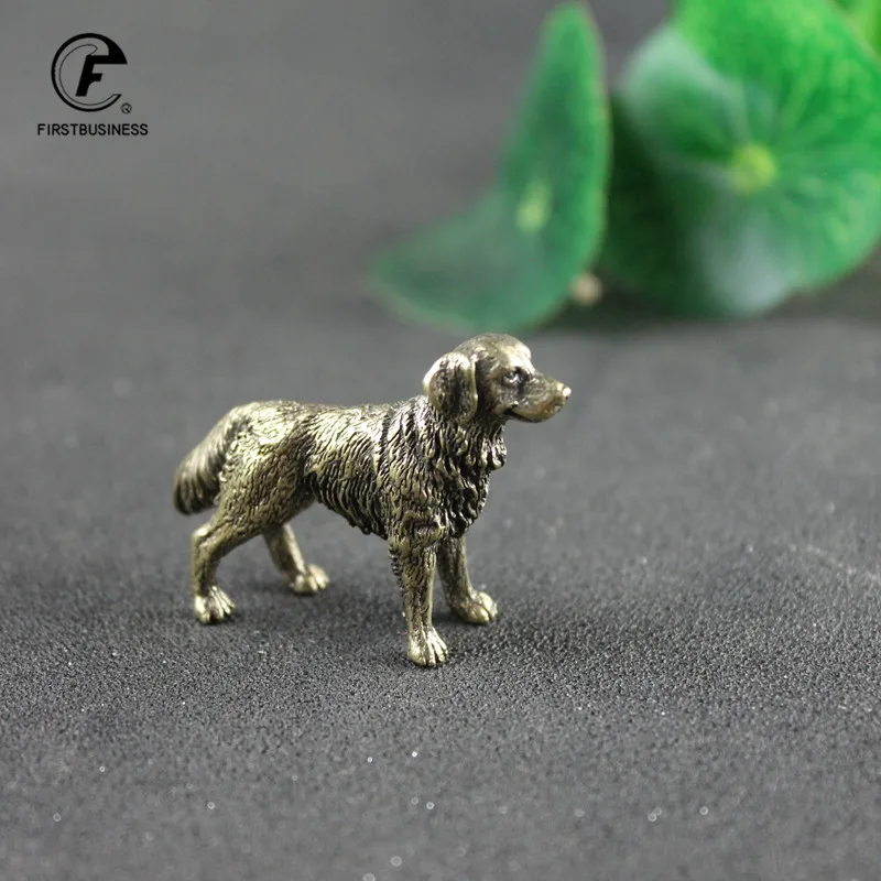 Antique Copper Hound Figurines Miniatures Desktop Ornaments Zodiac Animal Dog Small Statue Tea Pet Home Decorations Puppy Crafts